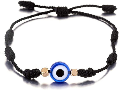 Handmade String Evil Eye Bracelet for Women Men Girls Boys Black Red Thread Adjustable Bracelets Minimalist Jewelry Apparel & Accessories > Jewelry > Bracelets kelistom 05. black 7 knots  