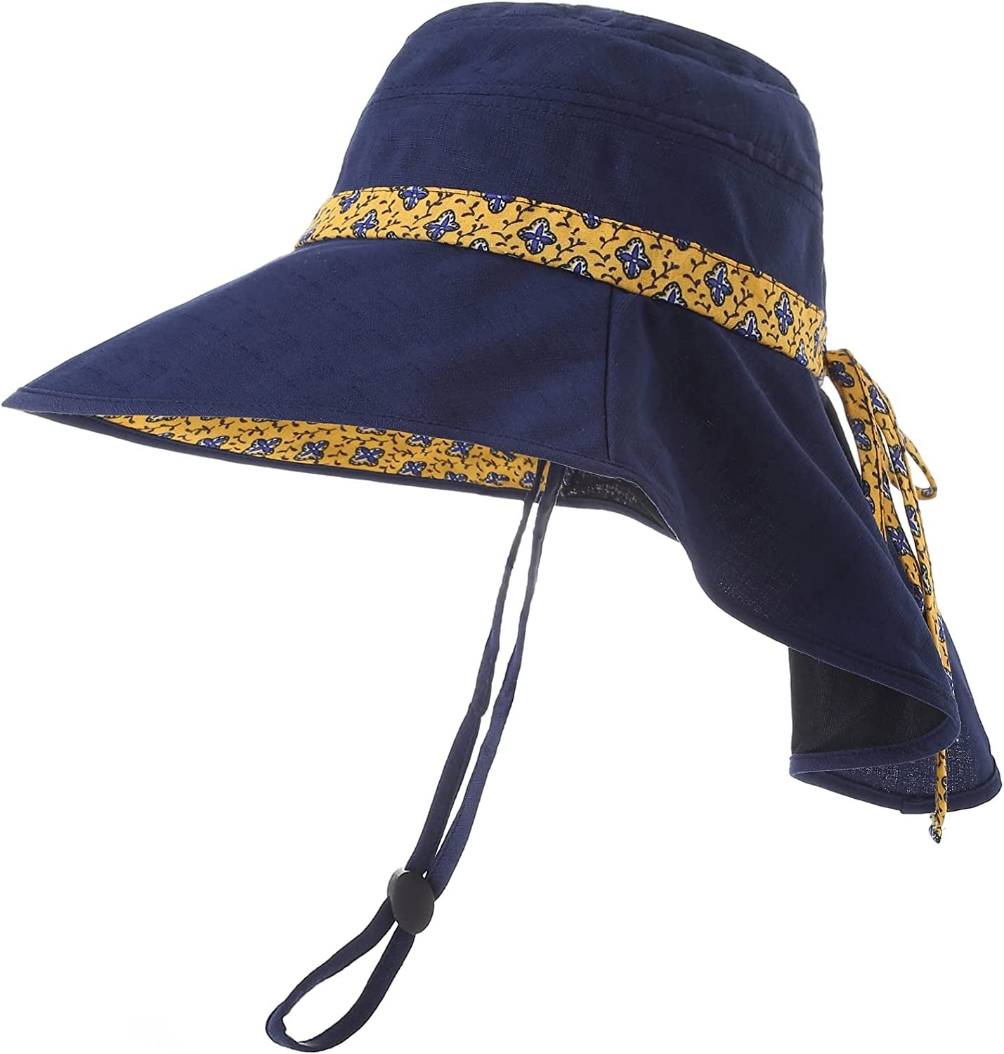 Sun Hats for Women Foldable Wide Birm Boonie Hat Adjustable UV Protection Fishing Hiking Hat with Windproof Tether Apparel & Accessories > Clothing Accessories > Hats LMLALML Navy One Size 