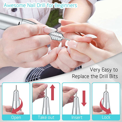 Professional Nail Drills Set for Acrylic Nails, 30000Rpm Electric Nail Drill Machine, Portable Nail Efile Drill Machine Manicure Pedicure Tools for Beginners and Salon Use (Gold) Health & Beauty > Personal Care > Cosmetics > Cosmetic Tools > Nail Tools HUGMAPLE   
