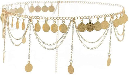 Idealway Vintage Waist Chain Hollow Carving Rhinestone Crystal Body Chain Summer Beach Body Waist Chain Jewelry Apparel & Accessories > Jewelry > Body Jewelry idealway New Gold A  