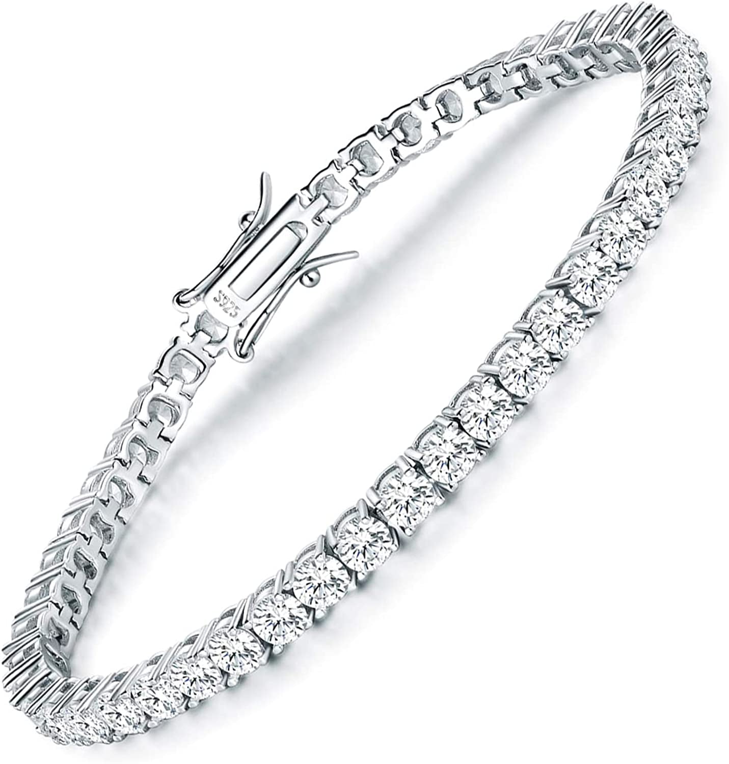 TIKJE 925 Sterling Silver 2-7Mm Cubic Zirconia Classic Tennis Bracelet | White Gold Bracelets for Women | Size 6-8.5 Inches Apparel & Accessories > Jewelry > Bracelets TIKJE 4 mm-6.5inch  