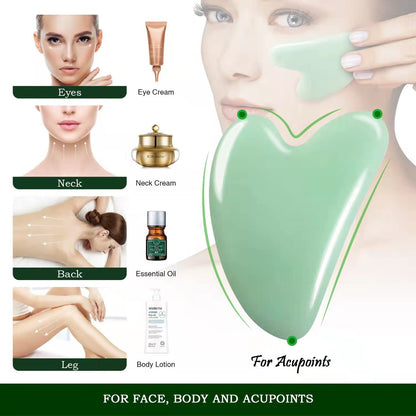 Gua Sha Facial Tools -Gua Sha Stone -Nature Jade Stone Guasha Massage Tool - Nature Jade Stone for Scraping Facial and SPA Acupuncture Therapy -Heart Shape Jade Trigger Point Treatment on Face (Jade) Health & Beauty > Personal Care > Cosmetics > Cosmetic Tools > Skin Care Tools Flagest   