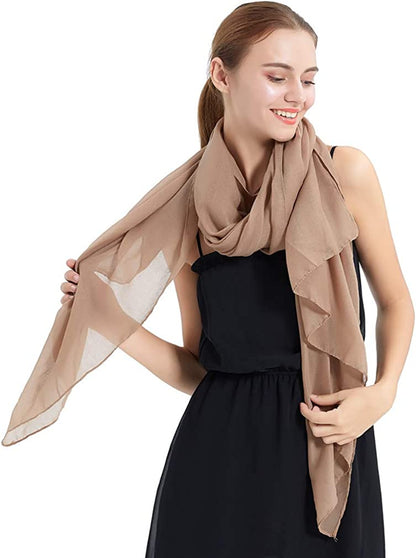 LMVERNA Women'S Long Scarf Solid Color Large Sheer Shawl Wraps for Evening Apparel & Accessories > Clothing Accessories > Scarves & Shawls LMVERNA Nude  