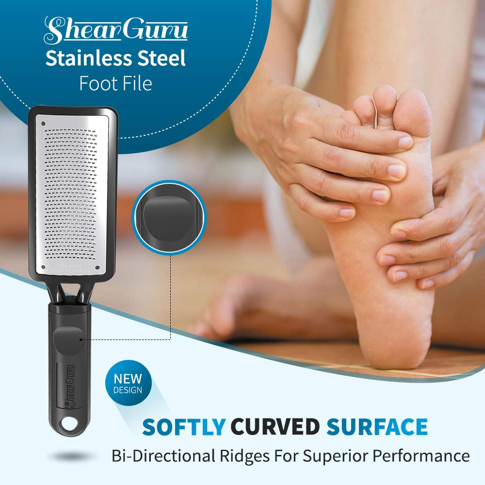 Shearguru Premium Curved Pedicure Foot Rasp & Scrubber - Micro-Cuts Dead Skin and Calluses into Powder - Best Foot Care Pedicure Grater/Metal Surface Tool to Remove Hard Heel Skin- Callous Removers Health & Beauty > Personal Care > Foot Care ShearGuru   
