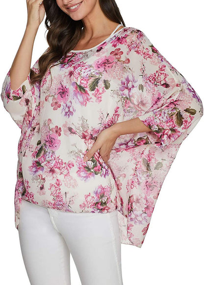 Women'S Chiffon Scarve Shawls Wraps Qunsia Floral Poncho Bikini Cover up Tops Apparel & Accessories > Clothing Accessories > Scarves & Shawls Qunsia   