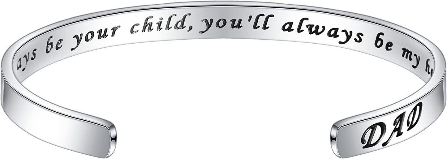 M MOOHAM Bracelets for Women- Engraved Quote Inspirational Bracelet Birthday Christmas Funny Gifts for Best Friend, Daughter, Son, Sister, Niece, Mom, Coworkers, Stainless Steel Jewelry Apparel & Accessories > Jewelry > Bracelets M MOOHAM I'll always be your child,you'll always be my hero  