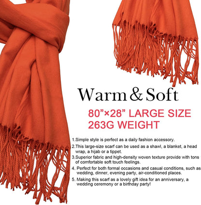 SOJOS Women Large Soft Cashmere Feel Pashmina Shawls and Wraps Winter Scarf for Evening Dresses SC304 Apparel & Accessories > Clothing Accessories > Scarves & Shawls SOJOS   