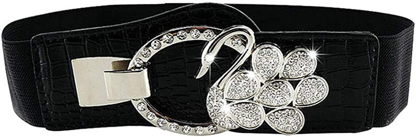 CLARA Women Vintage Western Waist Belt Double Buckle Belt PU Leather Waistband for Jeans Dress Apparel & Accessories > Clothing Accessories > Belts CLARA 04499black  