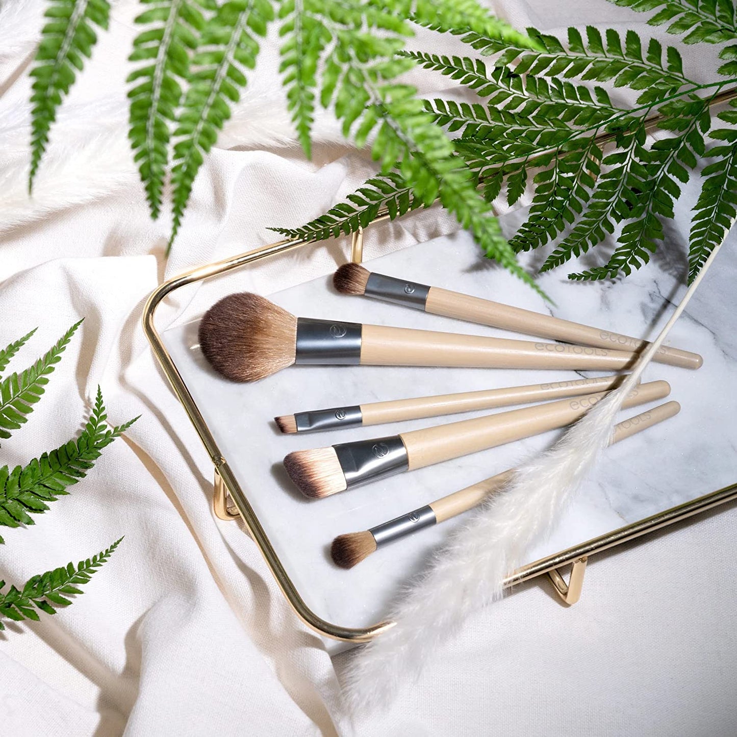 Ecotools Makeup Brush Set for Eyeshadow, Foundation, Blush, and Concealer with Bonus Storage Case, Start the Day Beautifully, Travel Friendly, 6 Piece Set Health & Beauty > Personal Care > Cosmetics > Cosmetic Tools > Makeup Tools EcoTools   