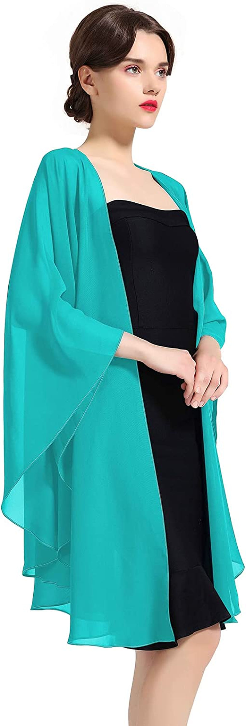 Shawl Wrap Chiffon Scarf for Women Evening Dresses Wedding Stole Black White Blue 25 Colors by BEAUTELICATE Apparel & Accessories > Clothing Accessories > Scarves & Shawls BEAUTELICATE Turquoise  