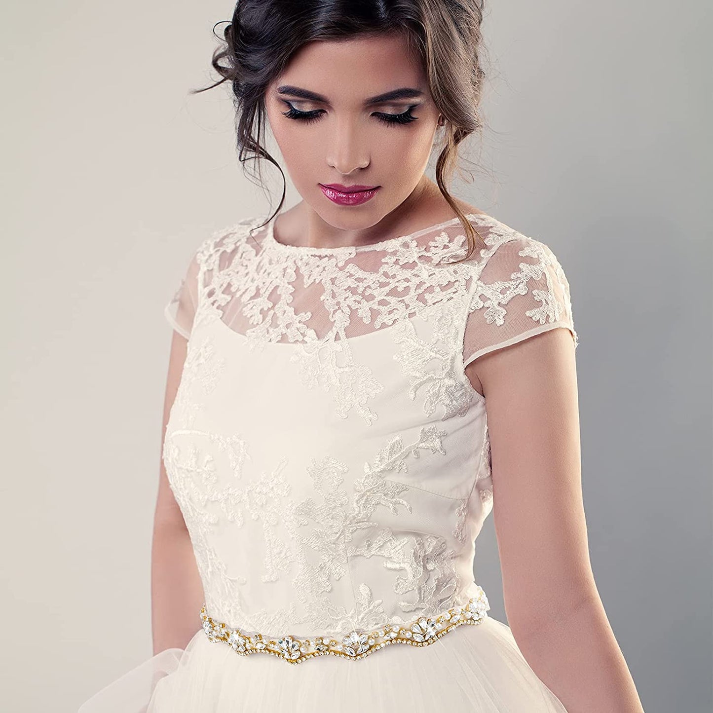 Bling Handmade Rhinestone Bridal Belt Crystal Diamond Wedding Belt Ribbon Sash Apparel & Accessories > Clothing Accessories > Belts Geyoga   