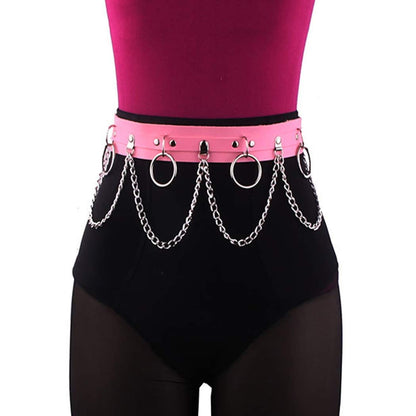 Victray Punk Waist Chain Belt Leather Body Chains Rave Body Jewelry Accessories for Women and Girls (Black) Apparel & Accessories > Jewelry > Body Jewelry Victray Pink  