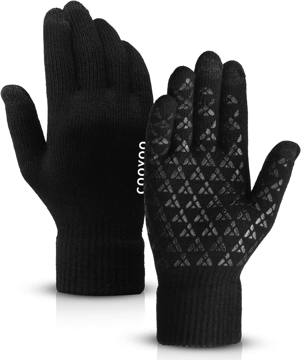 Winter Gloves for Women and Men 1/2/3 Pairs,Upgraded Touch Screen Gloves,Anti-Slip Silicone Gel- Thermal Soft Wool Lining Apparel & Accessories > Clothing Accessories > Gloves & Mittens COOYOO 14-1 Pair(black) X-Large 