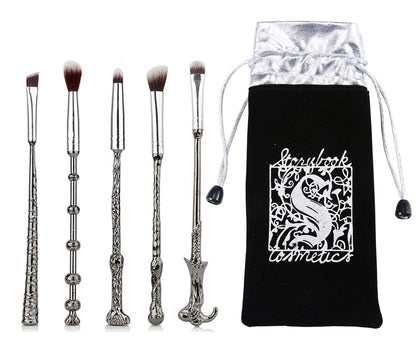 Harry Potter Makeup Brushes Kit 5Pcs with Bag Magic Wizard Wand Metal Make up Brush Set Tool for Foundation Powder Concealers Eye Shadows Eyeliner Blending Eyeshadow Face Pencil Lip Palette Beauty Health & Beauty > Personal Care > Cosmetics > Cosmetic Tools > Makeup Tools YIXIANG Black  