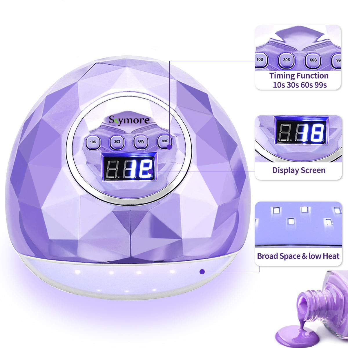 Skymore 86W LED Nail Lamp, Professional Nail Dryer with 4 Timer Setting, Portable Curing Lamp for Gel Nail Polish, Automatic Sensor & LCD Display, Manicure Pedicure Tools for Home Salon Health & Beauty > Personal Care > Cosmetics > Cosmetic Tools > Nail Tools Skymore   