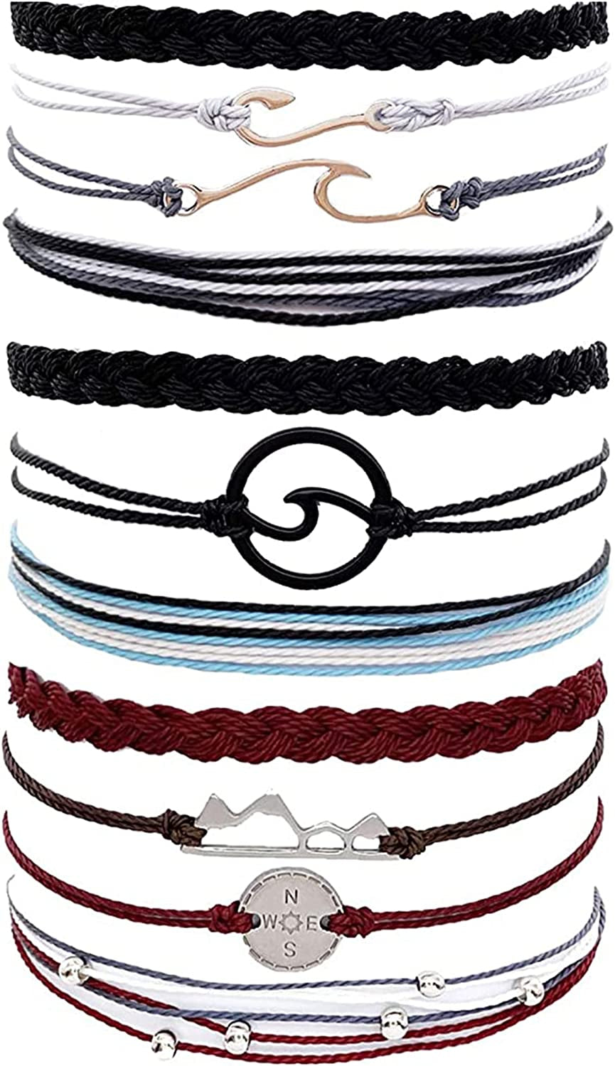 Boho String Bracelets for Women Waterproof Wave Surfer Bracelets for Summer Adjustable Rope Braided Bracelets Gifts for Teen Girls Cute Friendship Bracelets Pack Gifts for Holiday Apparel & Accessories > Jewelry > Bracelets Harry and Henry Set H  
