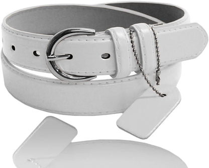 Women'S Casual Solid Colors Faux Leather 1" Belt with Single Prong Buckle Apparel & Accessories > Clothing Accessories > Belts JOTW White X-Large 