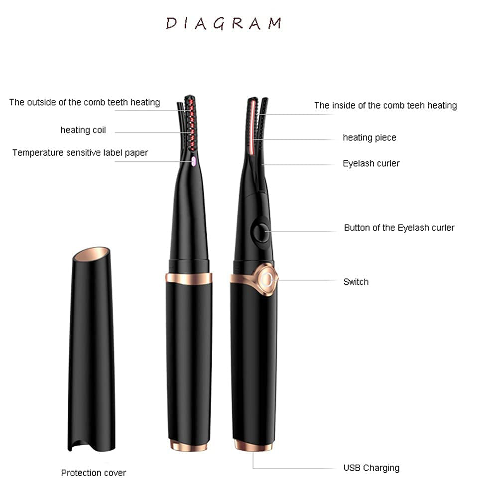 Spmmmner 2 in 1 Double-Sided Heated Electric Eyelash Curlerwith 3 Temperature Gears Rechargeable Heated Lash Curler ,Quick Heating and Natural Long-Lasting Eye Beauty Makeup Tools, Black Health & Beauty > Personal Care > Cosmetics > Cosmetic Tools > Makeup Tools Spmmmner   