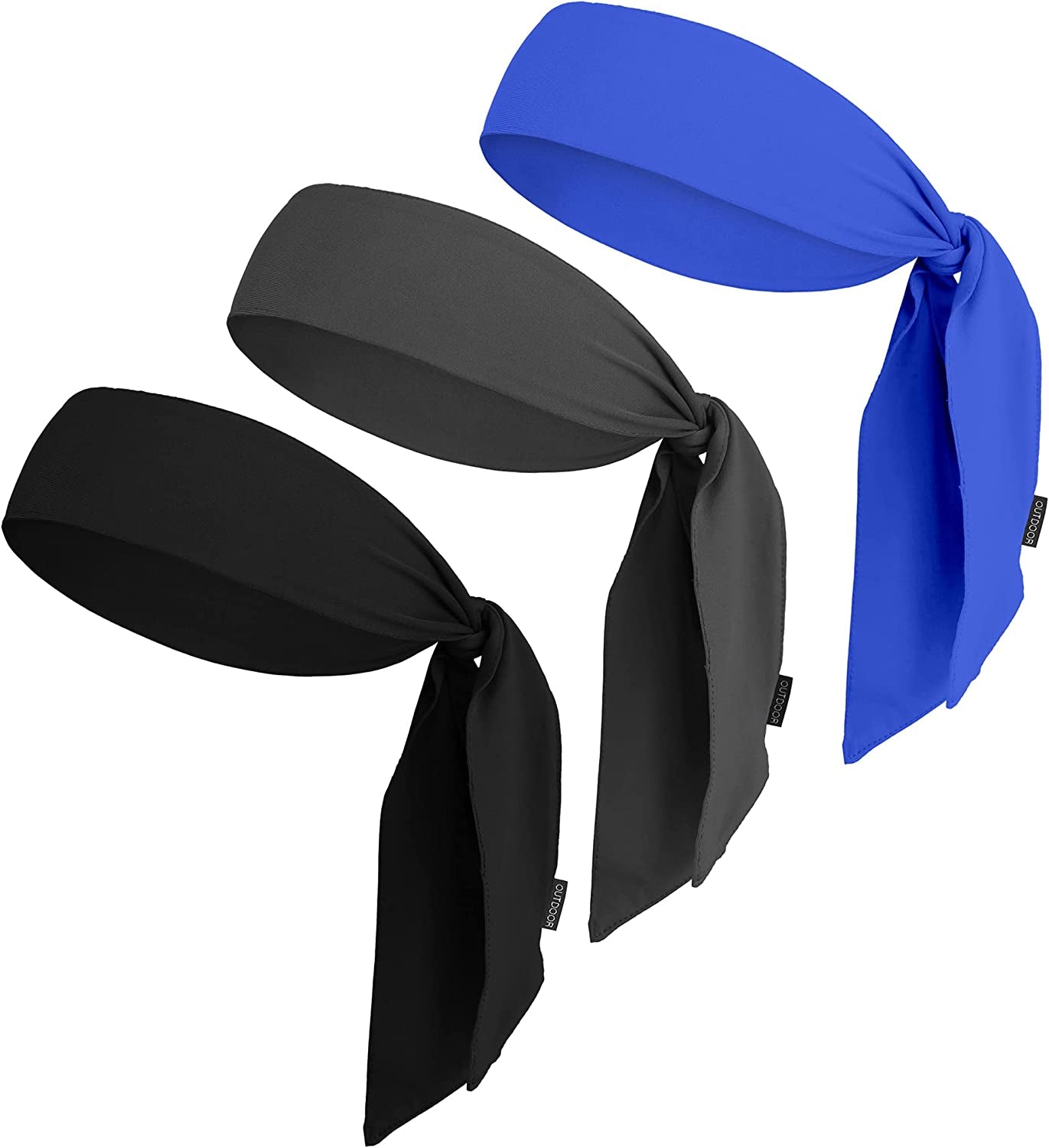 Tie Headband for Women, Men, & Kids - Karate Headband, Ninja Headbands, Tie Headbands for Muay Thai, Softball, Basketball, Sports & Tennis - Pirate & Athletic Headbands - Sweat Wicking Headband Apparel & Accessories > Clothing Accessories > Bandanas & Headties OutdoorEssentials 1 Black / 1 Gray / 1 Navy Blue  