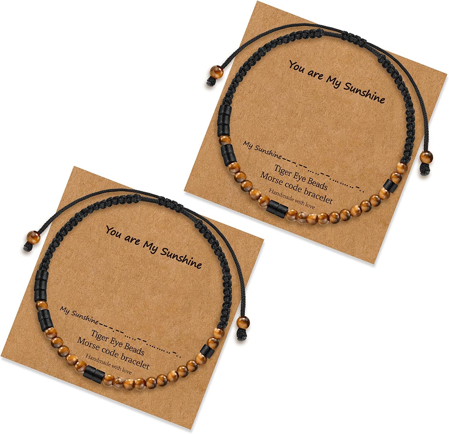 Morse Code Bracelets for Women Gifts, Adjustable 2Pcs Tiger Eye Beads Friendship Bracelets Gifts for Best Friend Women Girls Sister Funny Inspirational Birthday Friendship Gifts for Women Jewelry Apparel & Accessories > Jewelry > Bracelets MONOZO You are My Sunshine  