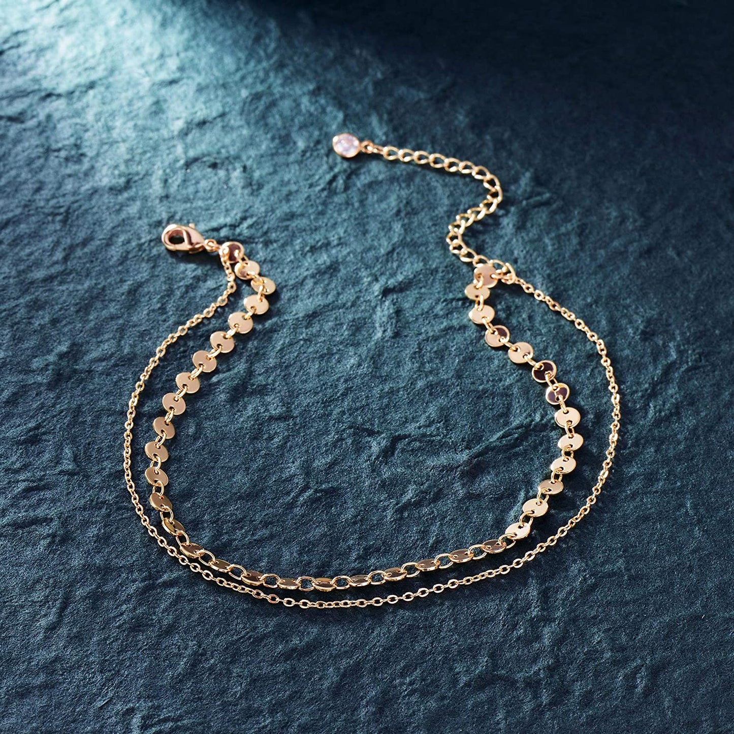 Dremmy Studios Simple Gold Chain Anklet,14K Gold/Silver Plated Dainty Summer Beach Anklets for Women Apparel & Accessories > Jewelry > Anklets DREMMY STUDIOS   