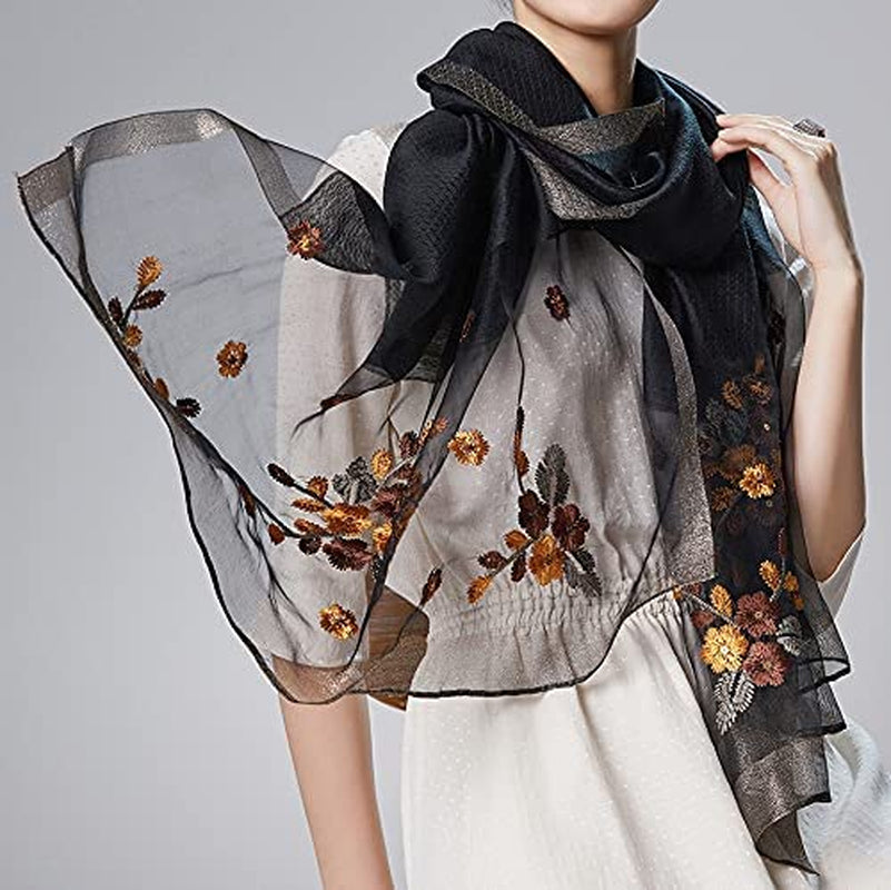 WINCESS.YU Silk Scarf for Women Lightweight Shawls and Wraps for Weddings Fashion Pashmina Shawl Embroidered Scarves Apparel & Accessories > Clothing Accessories > Scarves & Shawls WINCESS.YU   
