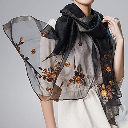 WINCESS.YU Silk Scarf for Women Lightweight Shawls and Wraps for Weddings Fashion Pashmina Shawl Embroidered Scarves Apparel & Accessories > Clothing Accessories > Scarves & Shawls WINCESS.YU   