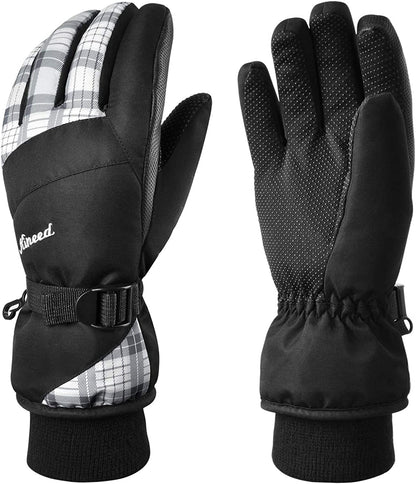 KINEED Waterproof Ski Gloves Touchscreen 3M Thinsulate Winter Warm Snow Gloves for Women Youth Apparel & Accessories > Clothing Accessories > Gloves & Mittens KINEED White Small 