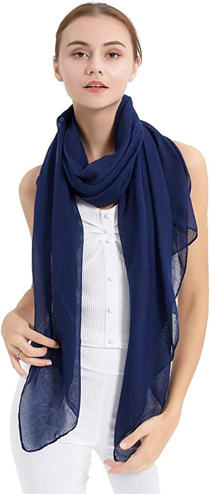 LMVERNA Women'S Long Scarf Solid Color Large Sheer Shawl Wraps for Evening Apparel & Accessories > Clothing Accessories > Scarves & Shawls LMVERNA Navy Blue  