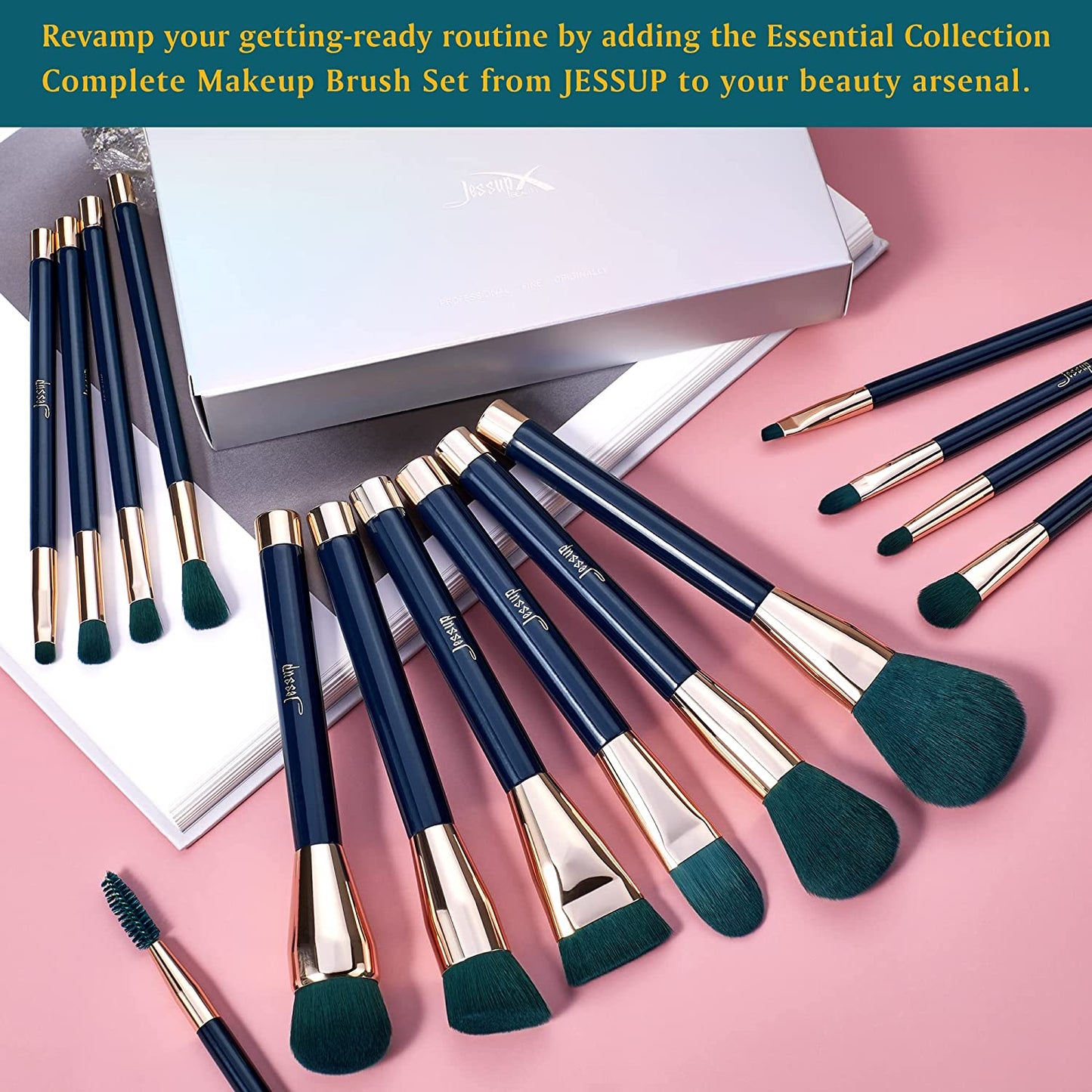 Jessup 15Pcs Makeup Brushes Set Powder Foundation Eyeshadow Eyeliner Lip Contour Concealer Smudge Brush Tool Blue/Darkgreen T113 Health & Beauty > Personal Care > Cosmetics > Cosmetic Tools > Makeup Tools Jessup   