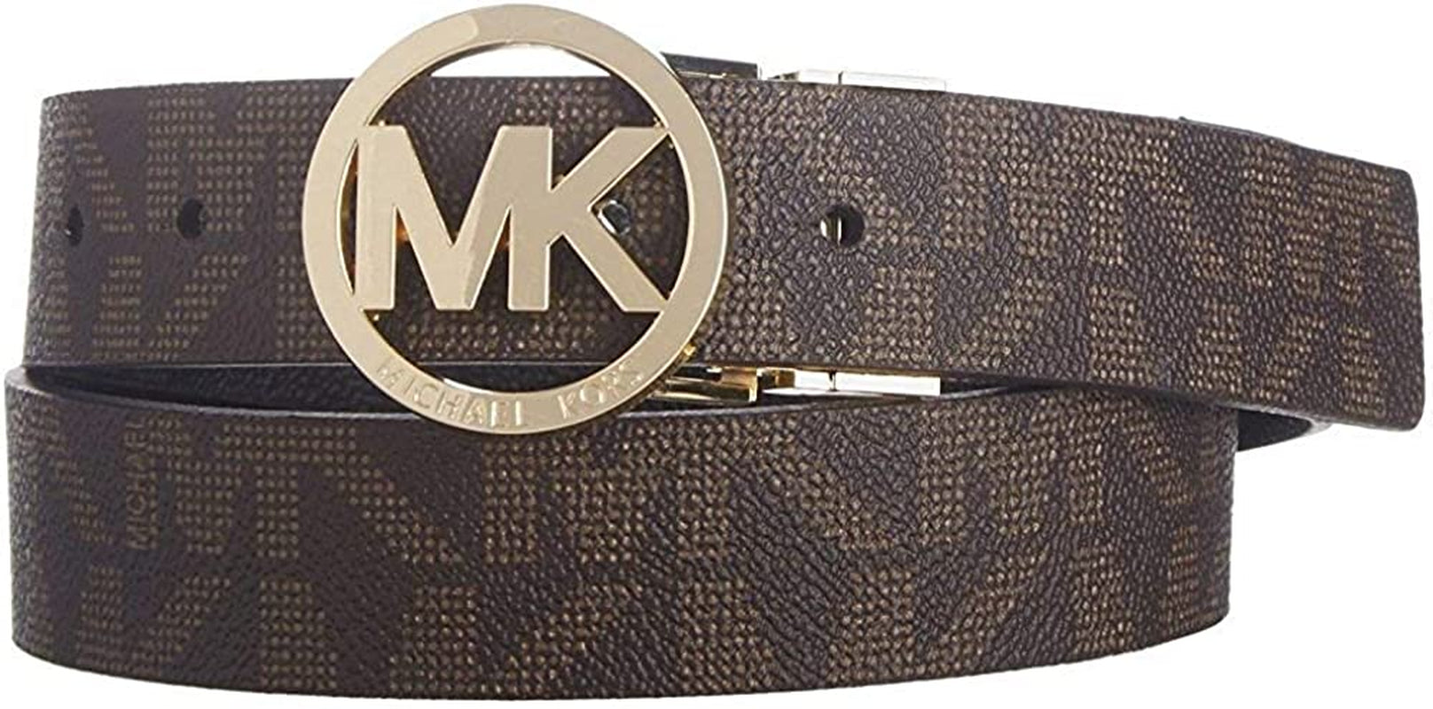 Michael Kors Womens Reversible Belt White/Brown Mk Gold Buckle Apparel & Accessories > Clothing Accessories > Belts Michael Kors Brown and Black X-Large 