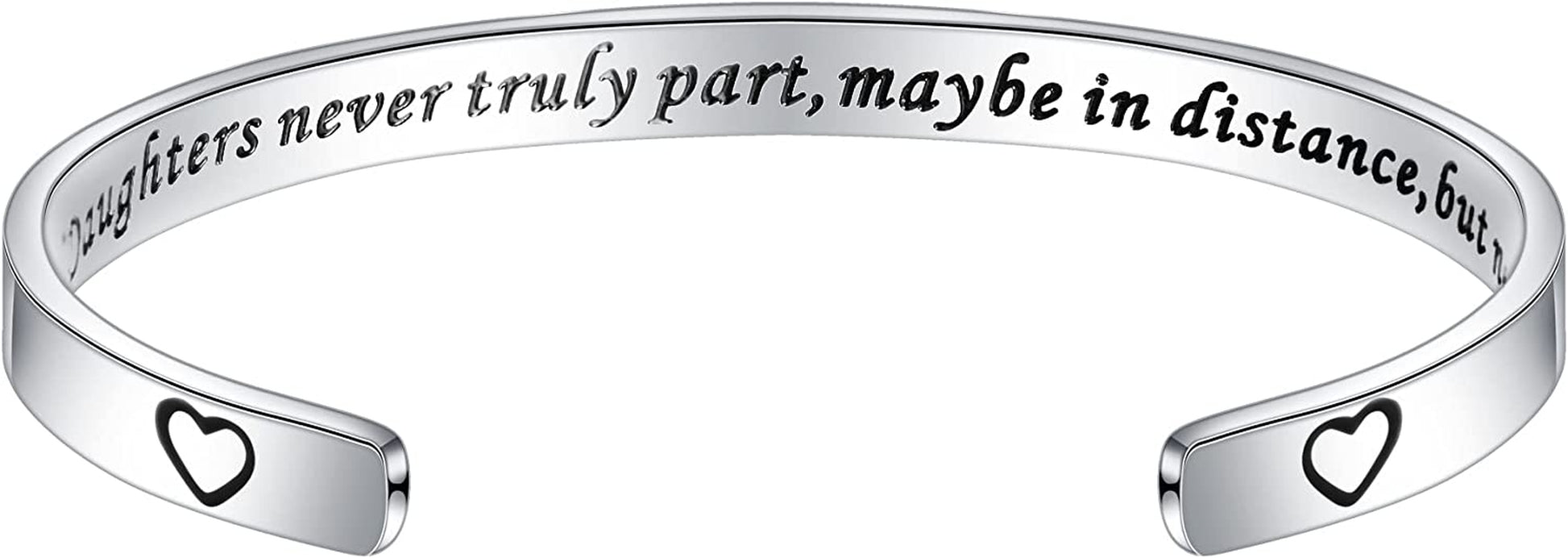 M MOOHAM Bracelets for Women- Engraved Quote Inspirational Bracelet Birthday Christmas Funny Gifts for Best Friend, Daughter, Son, Sister, Niece, Mom, Coworkers, Stainless Steel Jewelry Apparel & Accessories > Jewelry > Bracelets M MOOHAM Mothers and Daughters never truly part,maybe in distance,but never in heart  