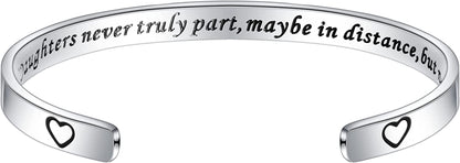 M MOOHAM Bracelets for Women- Engraved Quote Inspirational Bracelet Birthday Christmas Funny Gifts for Best Friend, Daughter, Son, Sister, Niece, Mom, Coworkers, Stainless Steel Jewelry Apparel & Accessories > Jewelry > Bracelets M MOOHAM Mothers and Daughters never truly part,maybe in distance,but never in heart  