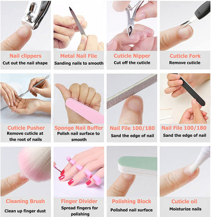 Manicure Set for Women Girls, Professional Nail File Kit Pedicure Set Nail Art Tools Nail Files Buffers Nail Care Grooming Salon Set 12 in 1, Manicure Kit Toenail Clippers Foot Care with Storage Box Health & Beauty > Personal Care > Foot Care Wainbowa   
