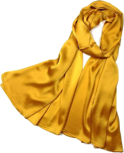 Shanlin Silk Feel Long Satin Patterned & Solid Color Scarves for Women in Gift Box Apparel & Accessories > Clothing Accessories > Scarves & Shawls Shanlin Solid Color: Golden Autumn  