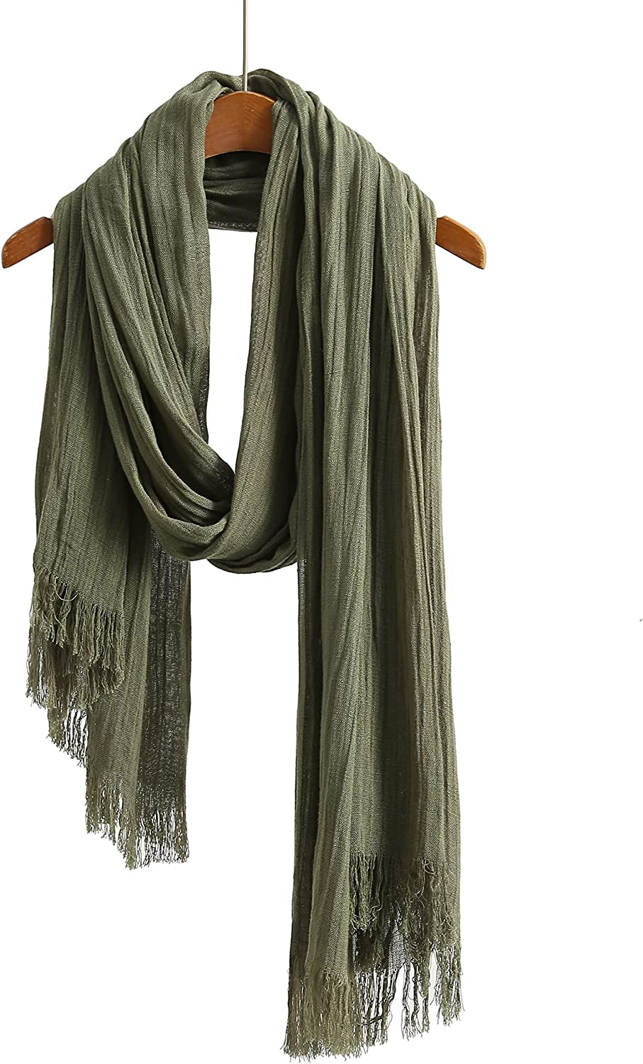 Jeelow Lightweight Summer Scarf Light Shawl Wrap Linen Feel Scarves for Men and Women Apparel & Accessories > Clothing Accessories > Scarves & Shawls Jeelow Green  