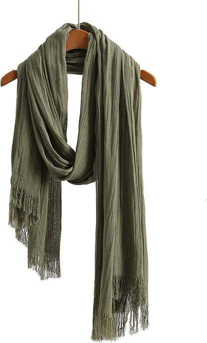 Jeelow Lightweight Summer Scarf Light Shawl Wrap Linen Feel Scarves for Men and Women Apparel & Accessories > Clothing Accessories > Scarves & Shawls Jeelow Green  