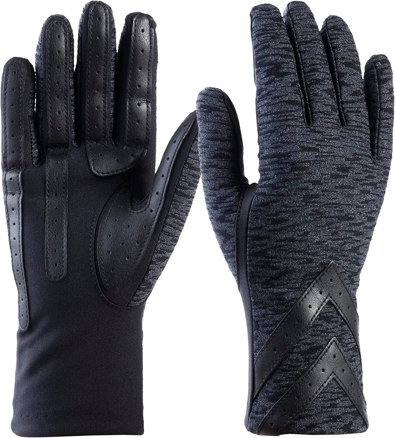 Isotoner Womens Spandex Touchscreen Cold Weather Gloves with Warm Fleece Lining and Chevron Details Apparel & Accessories > Clothing Accessories > Gloves & Mittens isotoner Black - Smartdri Small-Medium 