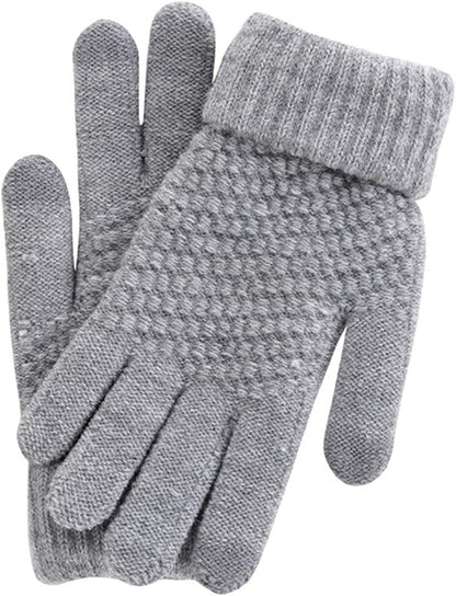 Eseres Winter Touchscreen Gloves Unisex Knitted Warm Gloves for Men Women Touch Screen Stretchy Mitten Haling Hands Apparel & Accessories > Clothing Accessories > Gloves & Mittens Eseres Grey  