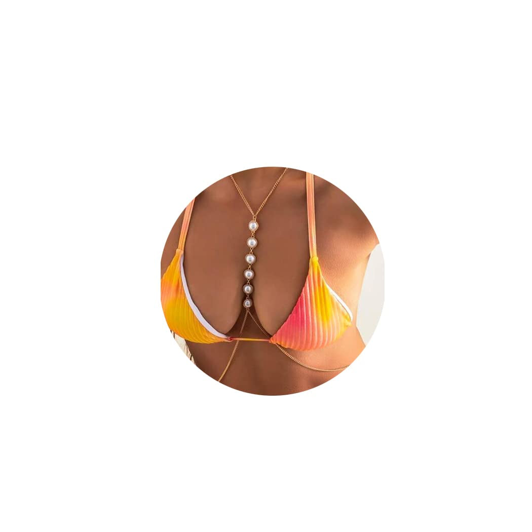 Bounzhi Gold Sexy Body Chain Crossover Thin Bra Bikini Rhinestone Crystal Waist Belly Body Chains Beach Body Necklace Jewelry for Women, Free Size (B-100) Apparel & Accessories > Jewelry > Body Jewelry Bounzhi Gold-1157  