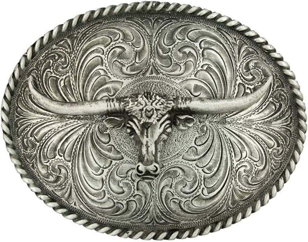 Montana Silversmiths Longhorn Collection Western Attitude Belt Buckle Apparel & Accessories > Clothing Accessories > Belt Buckles Montana Silversmiths Oval Longhorn Classic  