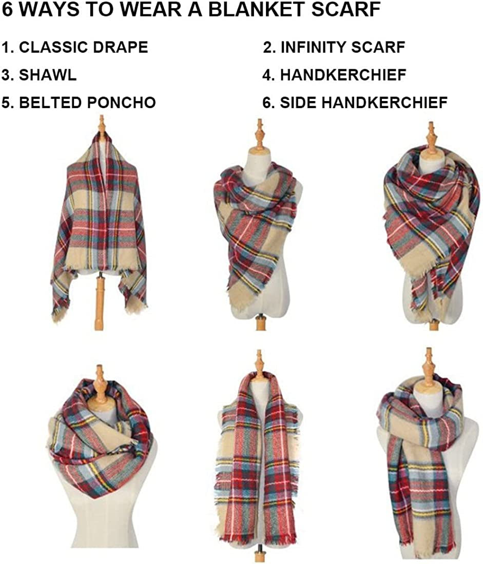 Neal LINK Women'S Plaid Scarf Blanket Wrap Warm Tartan Checked Shawl Tartan Scarves Pashmina Cape Apparel & Accessories > Clothing Accessories > Scarves & Shawls Neal LINK   