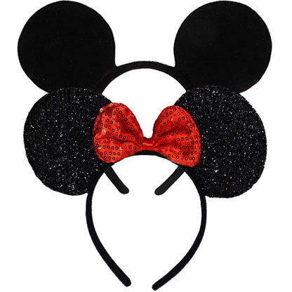 FANYITY Mickey Ears, 2 Pcs Minnie Ears Headbands Hair Band for Christmas Party Apparel & Accessories > Clothing Accessories > Headwear FANYITY Red Black  