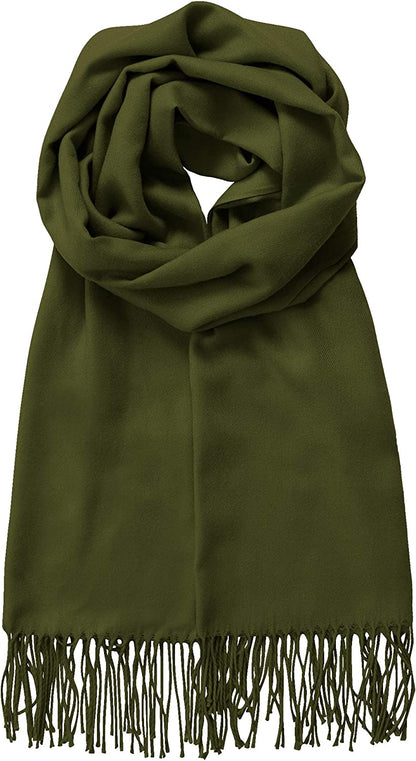 Made by Johnny Unisex Large Lightweight Soft Silky Real Cashmere Shawl Wrap Scarf Apparel & Accessories > Clothing Accessories > Scarves & Shawls Made By Johnny Wsk2091_olive One_Size 