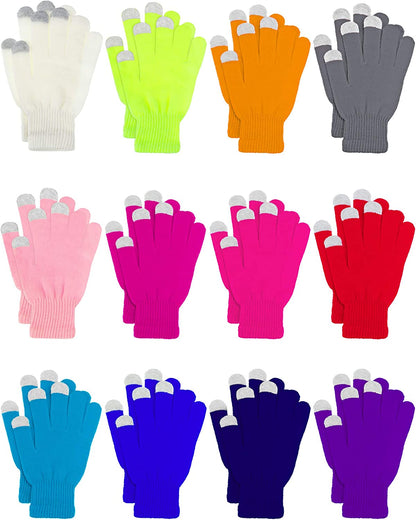 Pangda 12 Pairs Touchscreen Gloves Stretch Knitted Texting Gloves Warm Windproof Solid Color Mittens for Men and Women Apparel & Accessories > Clothing Accessories > Gloves & Mittens Pangda Mixed Colors 7 x 4 Inch 