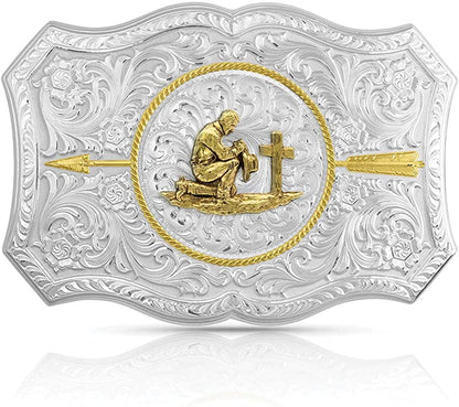 Montana Silversmiths Christian Faith Series Classic Western Buckle, Made in USA Apparel & Accessories > Clothing Accessories > Belt Buckles Montana Silversmiths Your Arrow Buckle With Praying Cowboy  