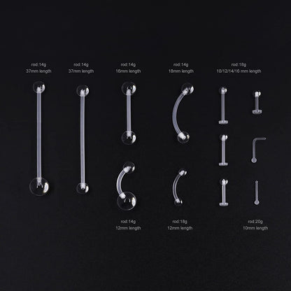 Piercingart 36Pcs Clear Piercing Retainers Bioflex Nose Tongue Nipple Belly Rings Eyebrow Lip Nose Studs Cartilage Tragus Earring Retainer Industrial Bar Plastic Piercing Jewelry for Surgery Apparel & Accessories > Jewelry > Body Jewelry PiercingArt   