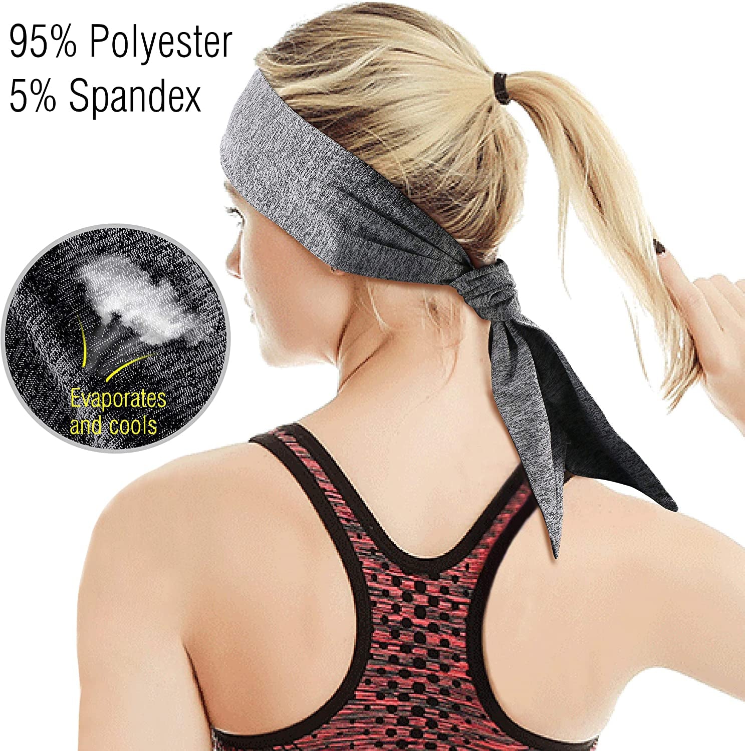 ELV Head Tie Sports Headband 3 Pack Dry Fit Sweatband for Running, Working Out, Crossfit, Yoga, Basketball,Tennis, Athletics and Pirates with Stretch, Moisture Wicking for Men Women Apparel & Accessories > Clothing Accessories > Bandanas & Headties E LV   