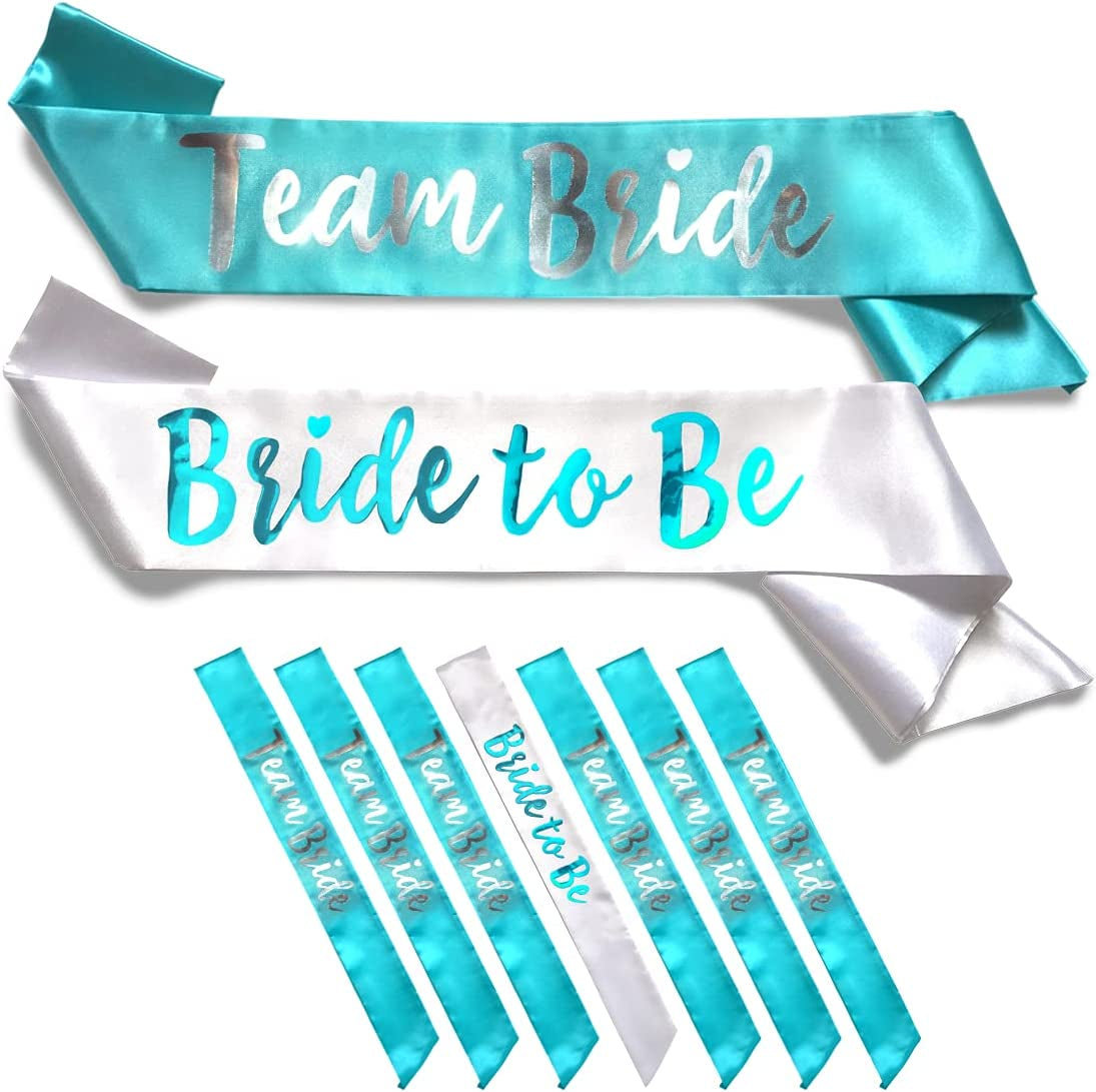 Team Bride 7Pc Satin Sash Set - Sophisticated & Fun Party Favors for Bachelorette Party, Bridal Shower & Wedding Party (7Pc Set, Rose Gold) Apparel & Accessories > Clothing Accessories > Sashes Life is a Party White & Teal 7 Count (Pack of 1) 