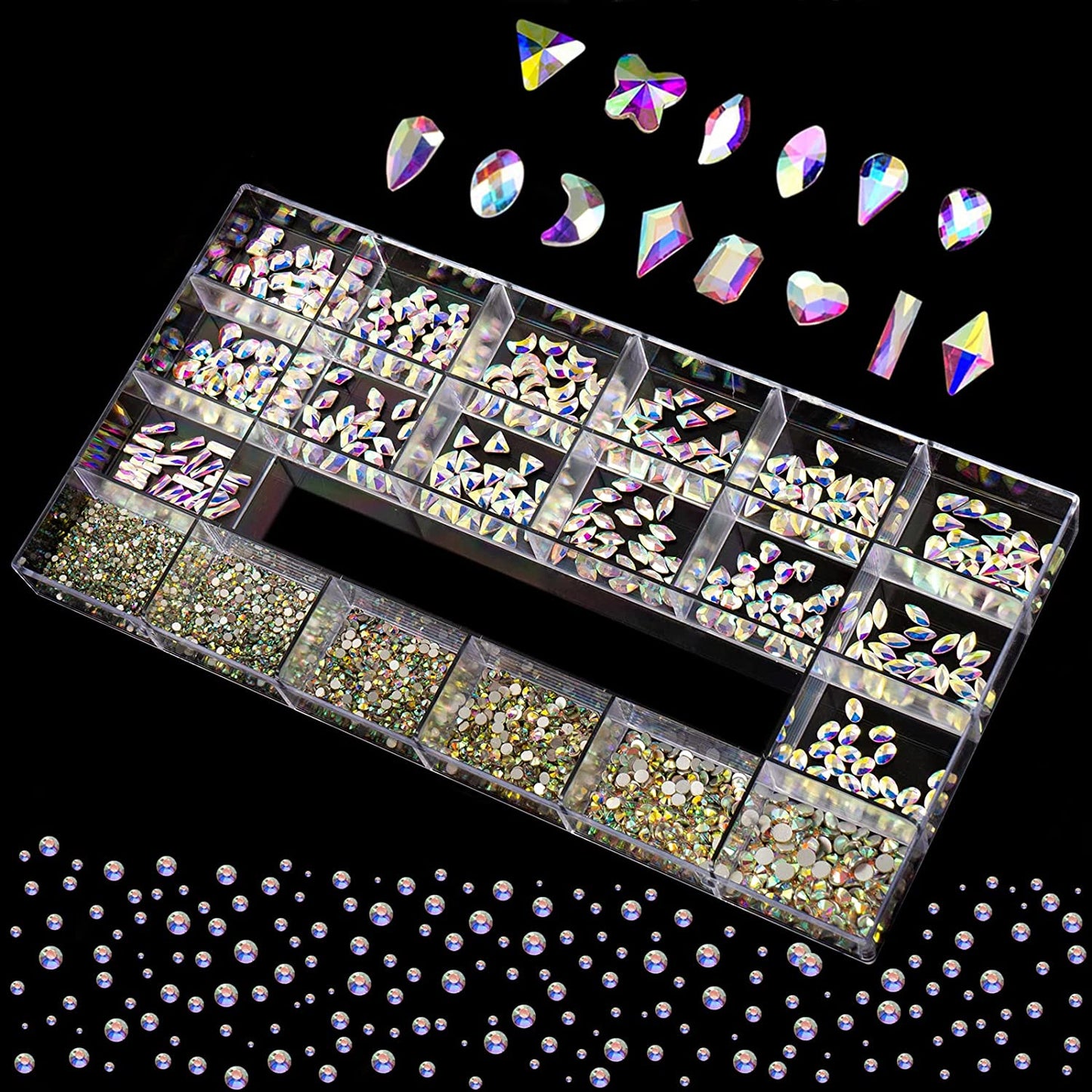Rhinestones for Nails Kit,3486Pcs round AB Nail Rhinestones 354Pcs 3D Multi Shapes Flatback Nail Crystals Diamonds for Nail Design DIY Nail Salon Manicure Decoration Health & Beauty > Personal Care > Cosmetics > Cosmetic Tools > Nail Tools Ailipu   